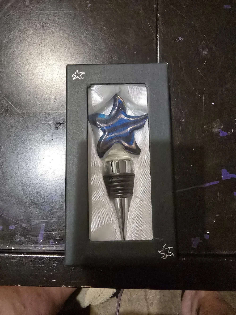 Starfish Blue Glass Wine Bottle Stopper - Decorative Home Party Accessory